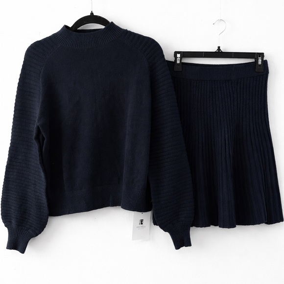 Navy Ribbed Knit Two-Piece Set – Real Photo, Clean Background - Picture 2 of 5